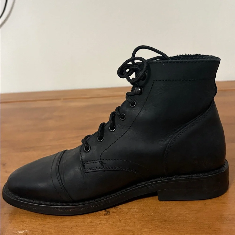 Thursday Captain Black Leather Boots Size 8
